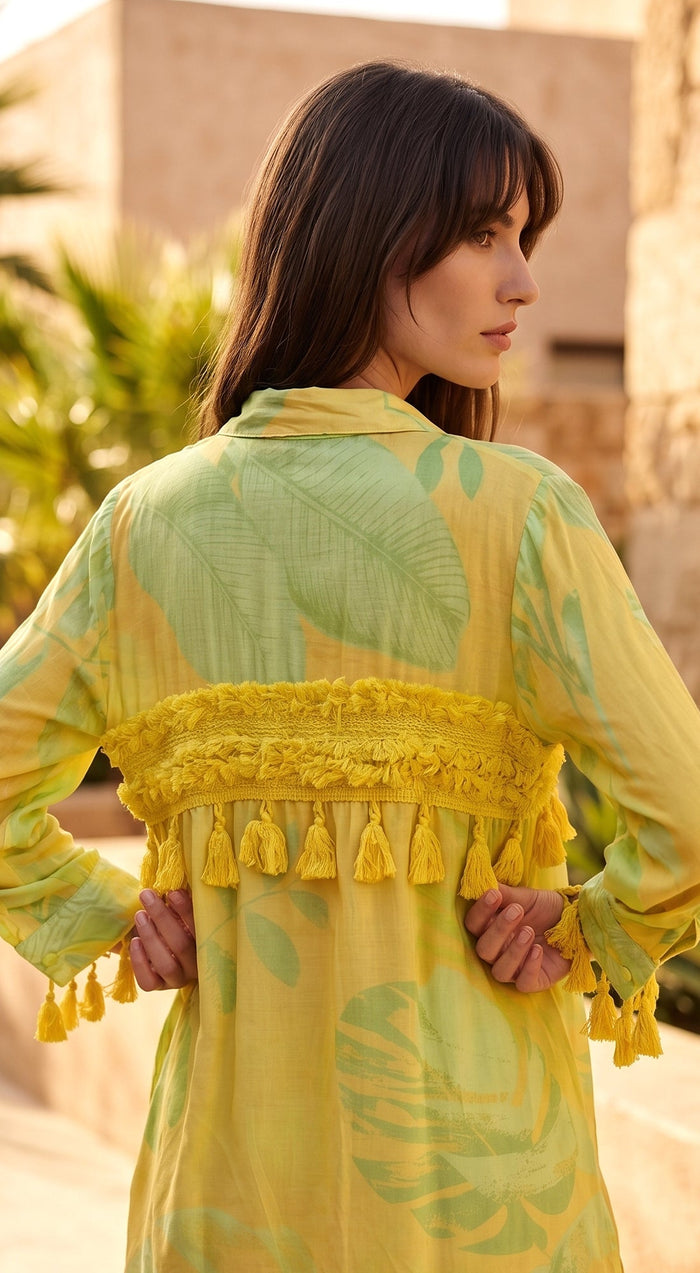 Yellow Muslin Palm Reverie Shirt
