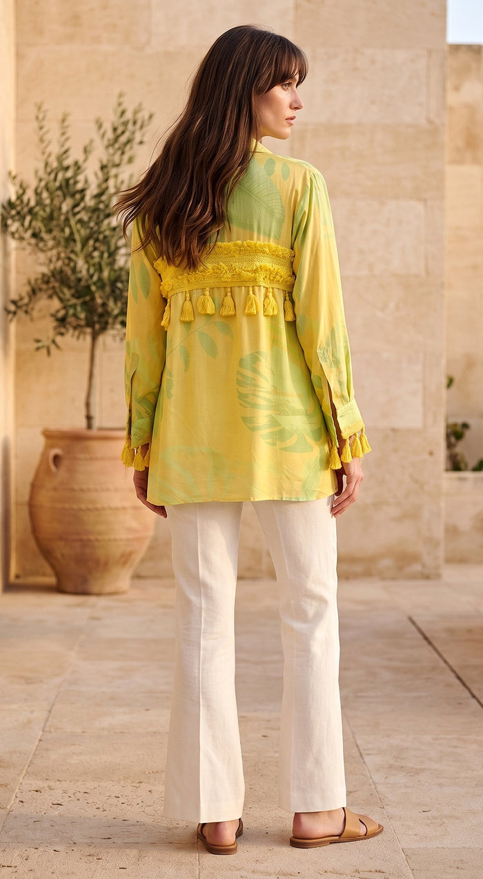 Yellow Muslin Palm Reverie Shirt