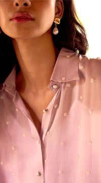 Mauve Chinnon Pearl Embroidered Top