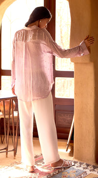 Mauve Chinnon Pearl Embroidered Top