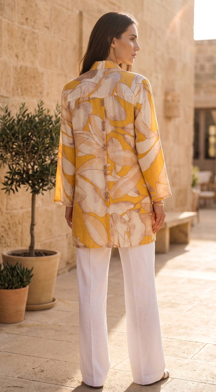 Mustard Muslin Helio Petal Shirt