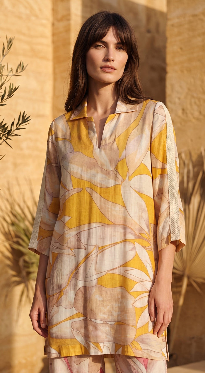 Mustard Muslin Petal Atelier Co-ord Set