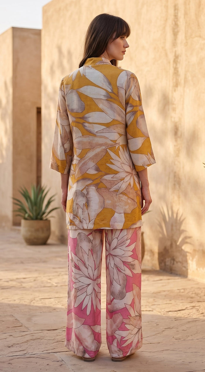 Mustard Muslin Petal Atelier Co-ord Set