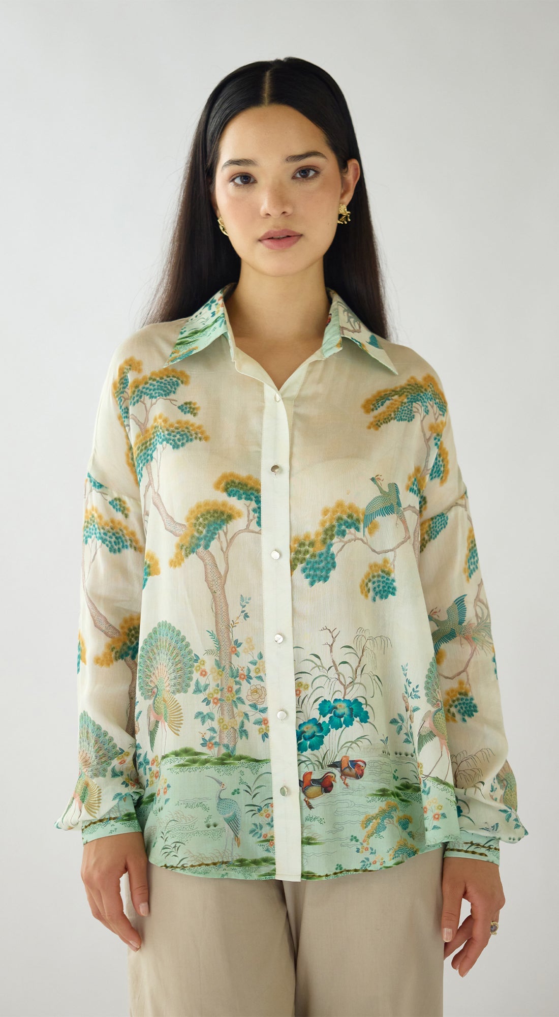 The Wild Silk Peacock Garden Shirt