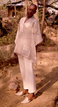Ivory Stone Drift Embroidered Kaftan Top