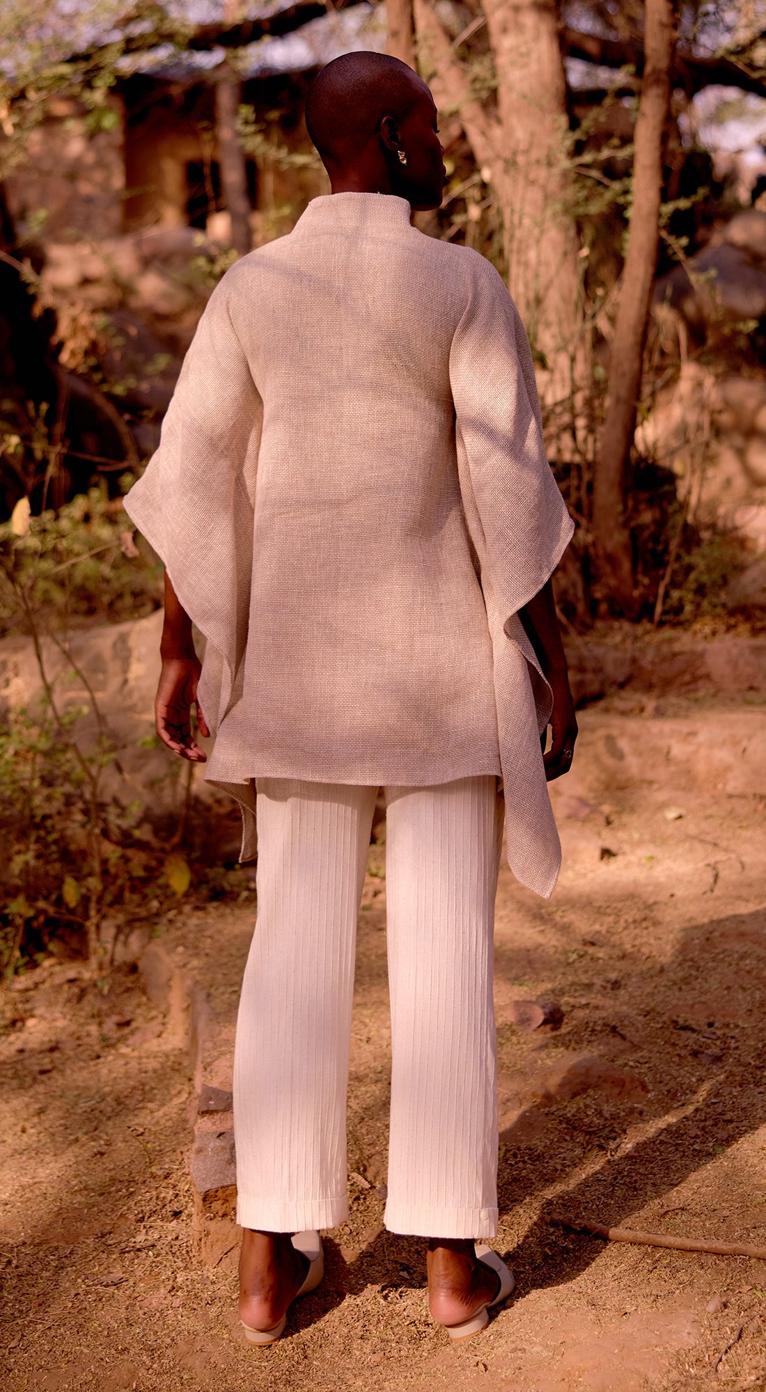 Ivory Stone Drift Embroidered Kaftan Top