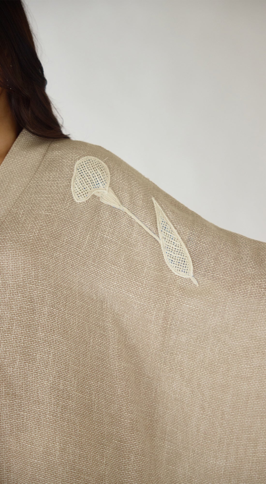 Ivory Stone Drift Embroidered Kaftan Top