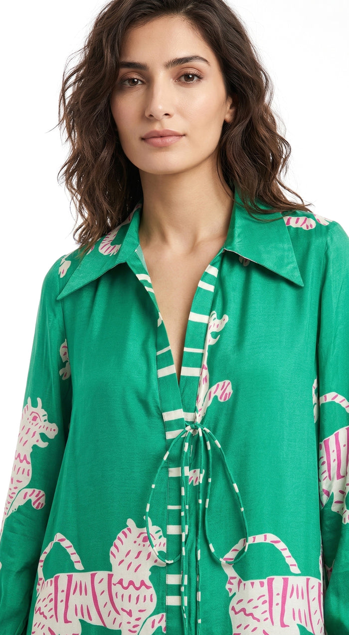 Green Muslin Abstract Co-ord Set