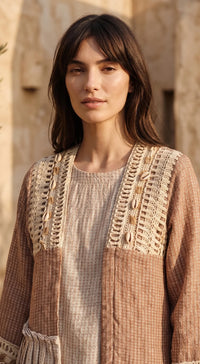 IVORY COTTON JUTE CO-ORD SET WITH JACKET 2