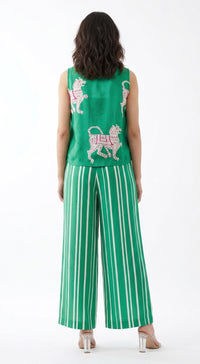 Green Muslin Abstract Co-ord Set