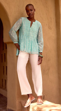 Firozi Embroidered Cotton Tunic