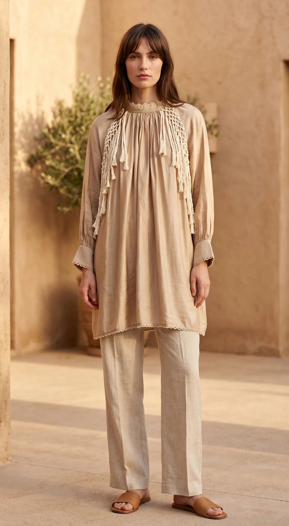 BEIGE MUSLIN TUNIC 1