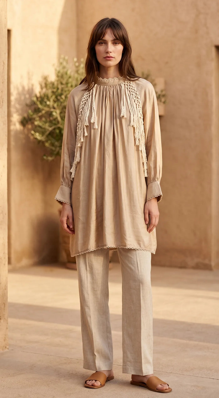 BEIGE MUSLIN TUNIC 1
