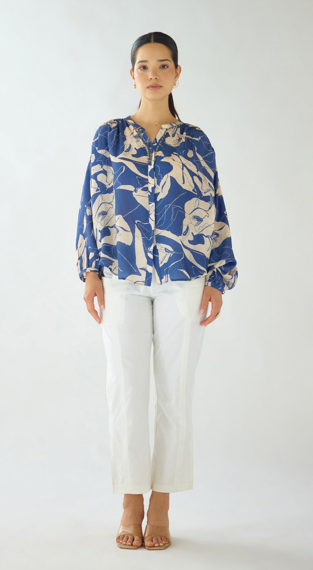 Indigo Bloom Muslin Shirt