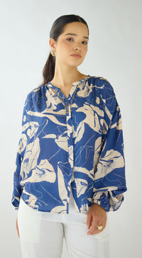 Indigo Bloom Muslin Shirt