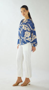 Indigo Bloom Muslin Shirt