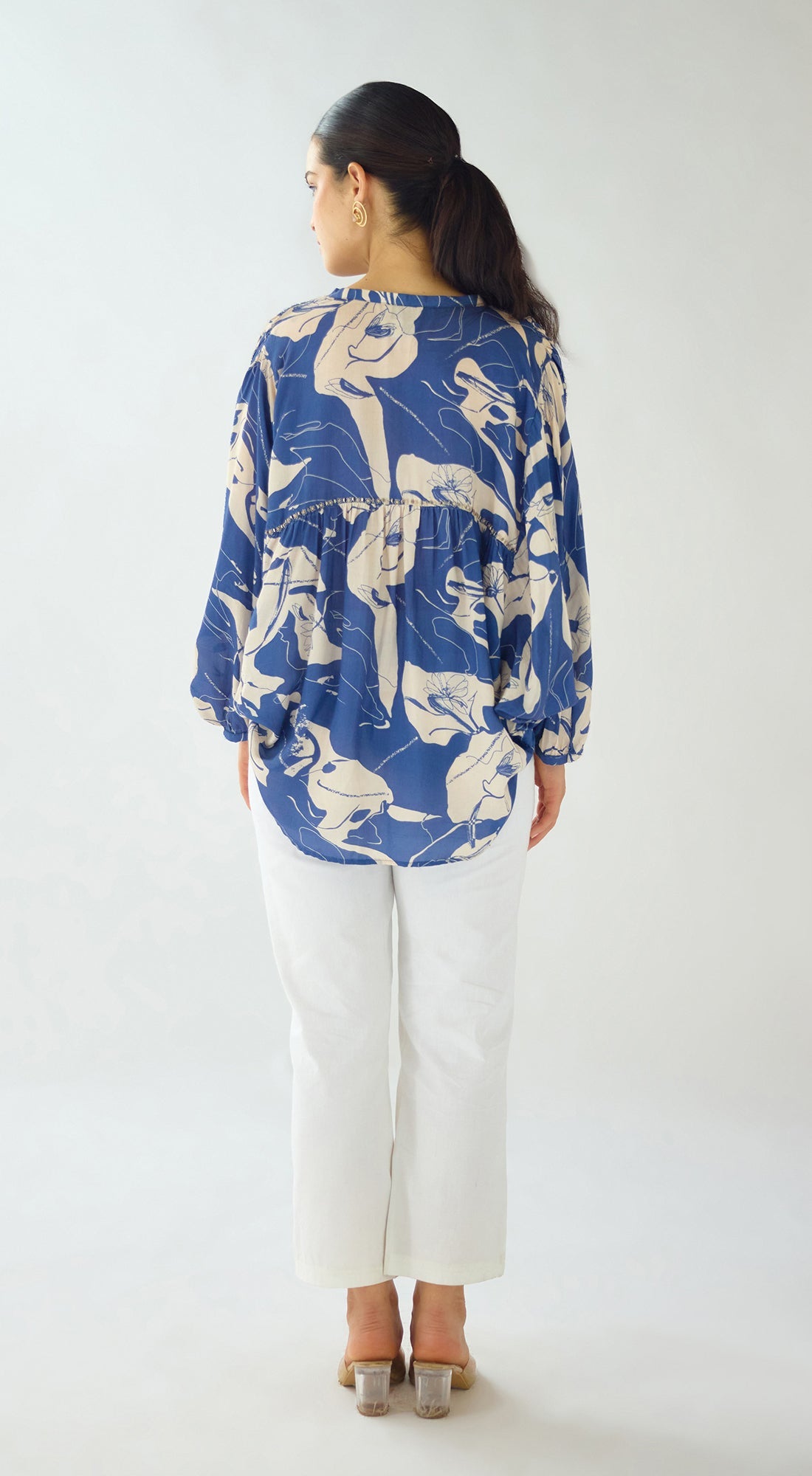 Indigo Bloom Muslin Shirt