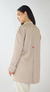 Ivory Striped Embroidered Shirt