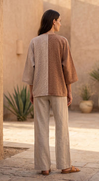IVORY COTTON JUTE COLORBLOCK SHIRT 3