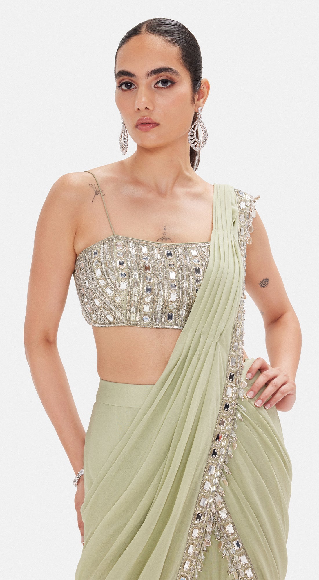 The Imperial Pista Saree Set