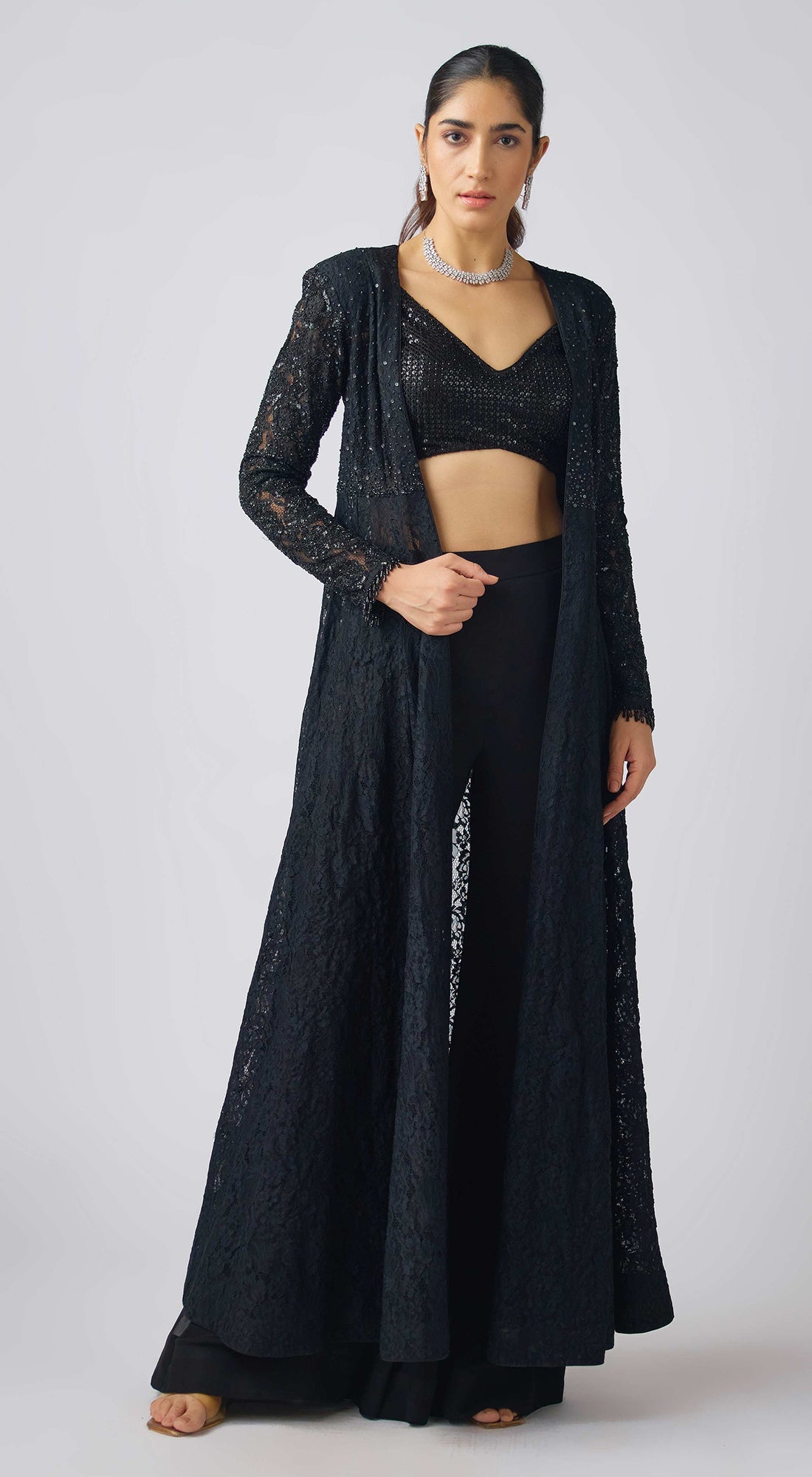 Black Georgette Embroidered Cape Set – basanti-kapde-aur-koffee-int