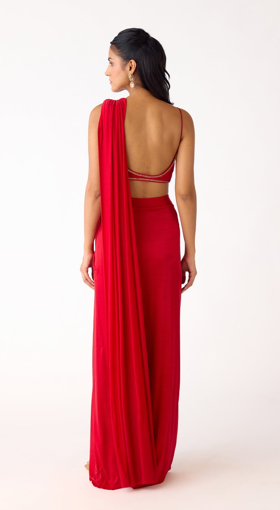 The Scarlet Embrace Draped Skirt & Cape Set