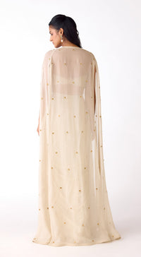 The Golden Mirage Draped Skirt & Cape Set