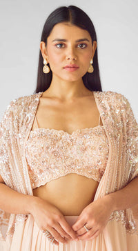 The Blush Opulence Draped Cape Saree