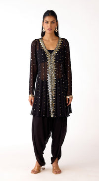 Black Mukaish Georgette Dhoti Set