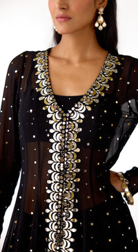 Black Mukaish Georgette Dhoti Set