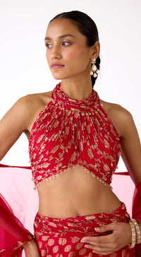 Red Banarasi Lehenga Set