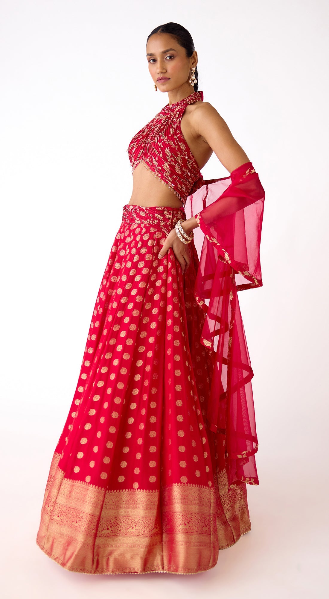 Red Banarasi Lehenga Set