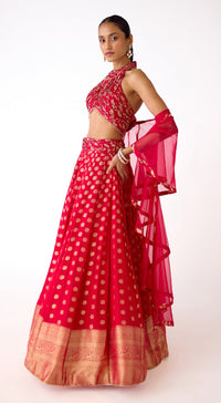 Red Banarasi Lehenga Set