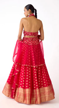 Red Banarasi Lehenga Set