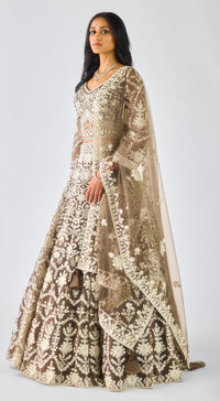 Mouse Net Embroidered Lehenga Set