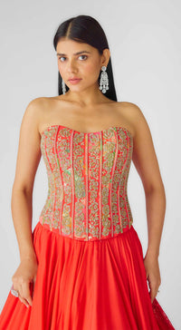The Amber Flame Corset Lehenga
