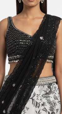 White Crepe Lehenga Set