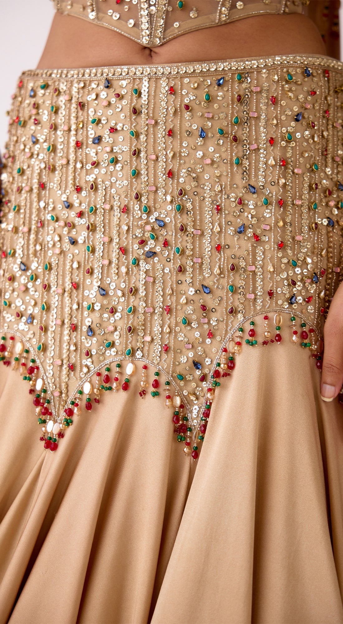 Gold Silk Embroidered Lehenga Set