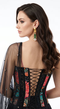 Black Georgette Embroidered Lehenga Set