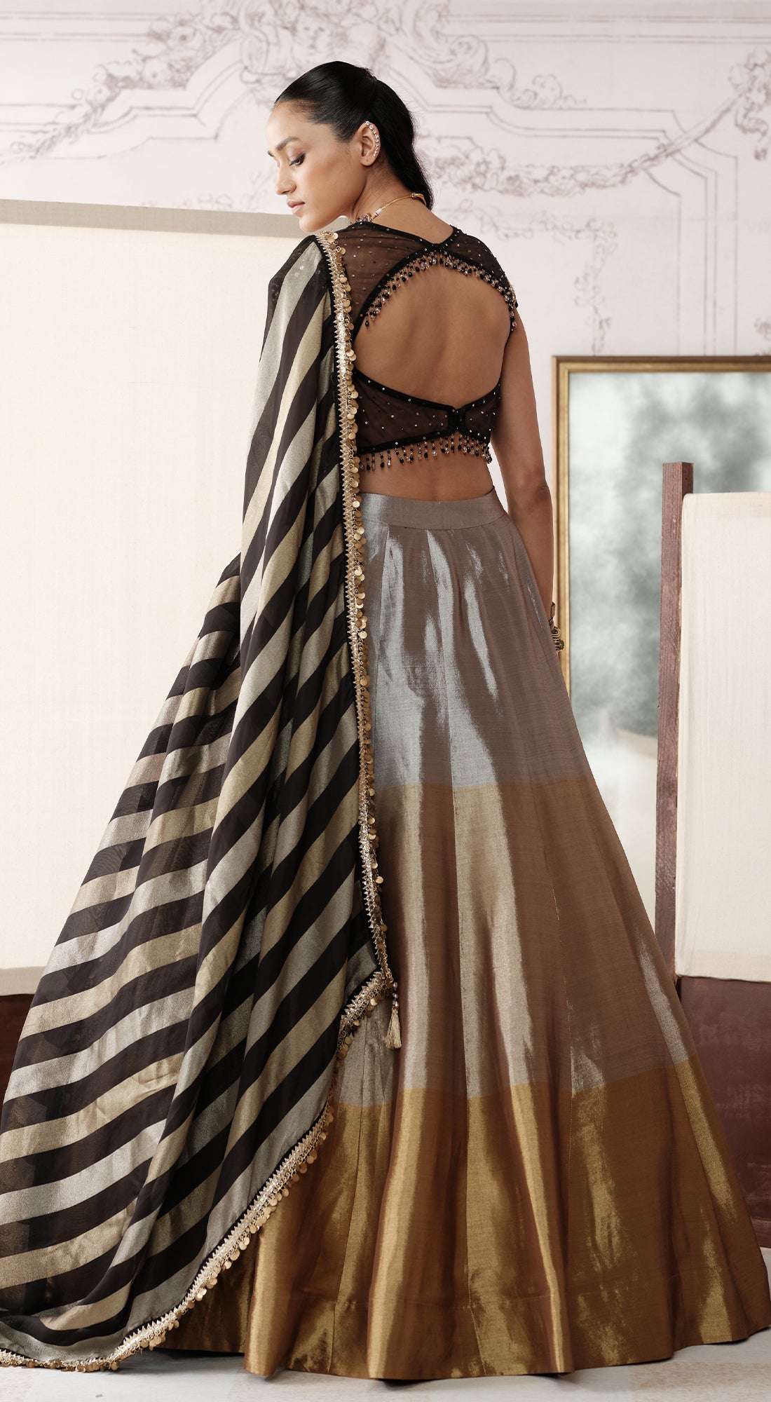THE ROYAL BLACK OMBRE LEHENGA SET