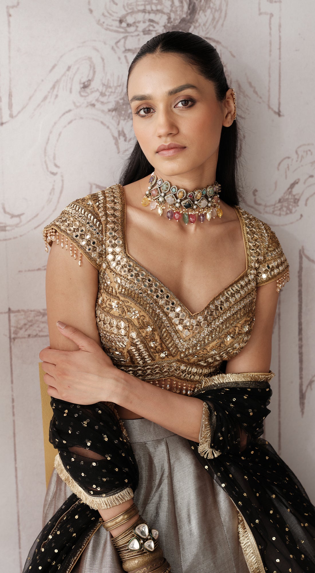 THE ROYAL GOLD OMBRE LEHENGA SET