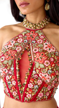 The Sunset Red Draped Saree
