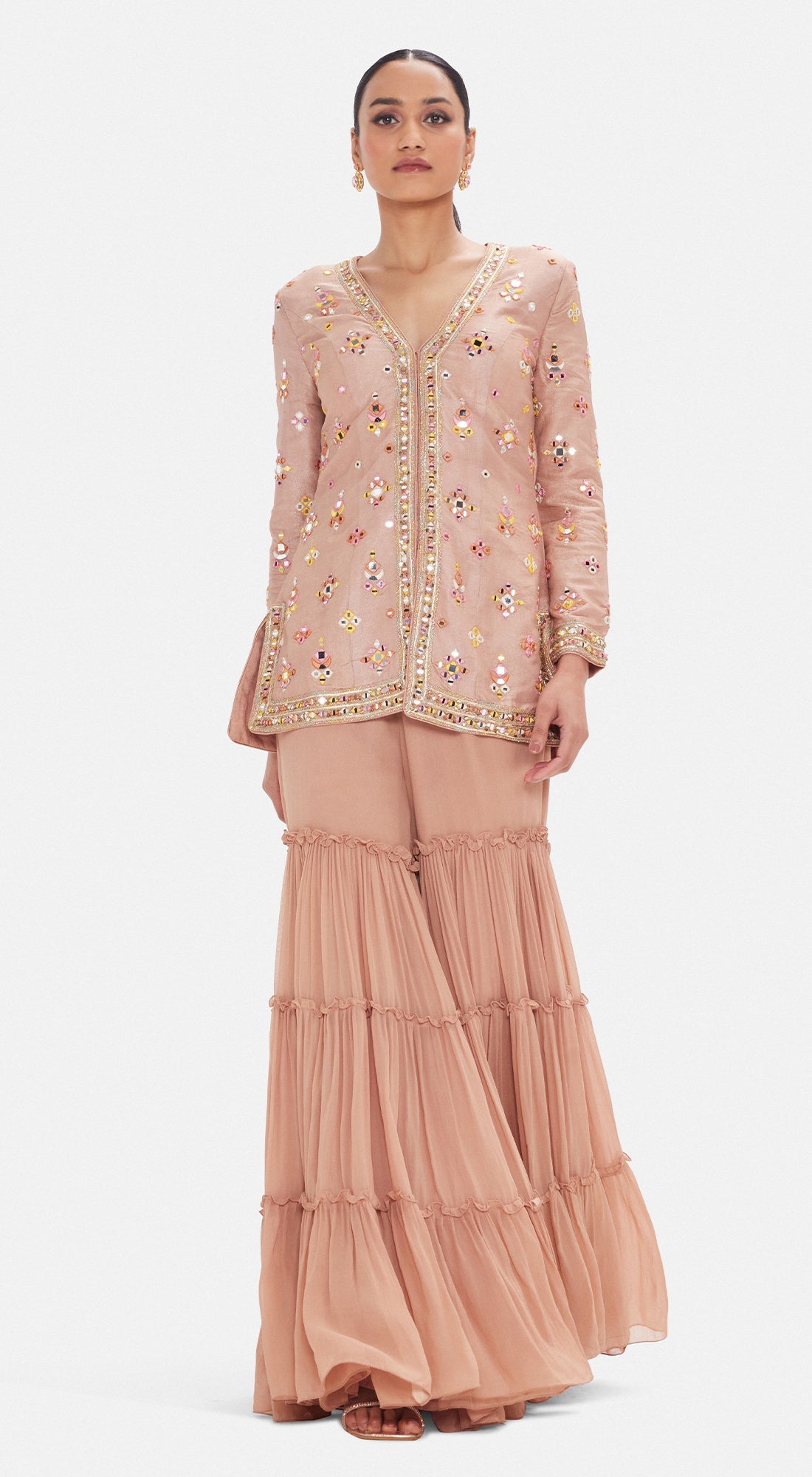 The Rose Champagne Sharara Set