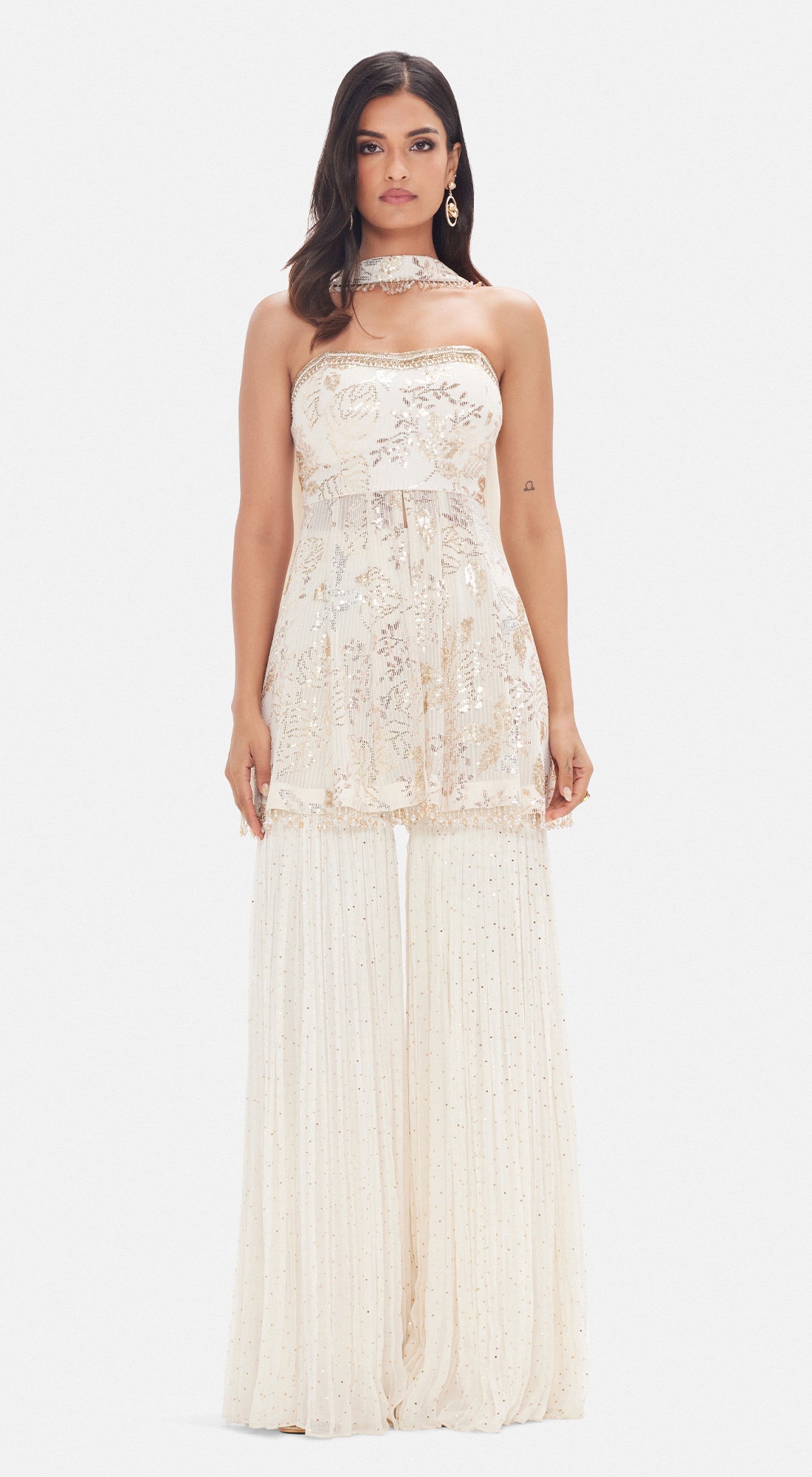 The White Rose Petal Sharara Set