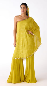 Yellow Chinon Sharara Set