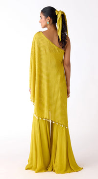 Yellow Chinon Sharara Set