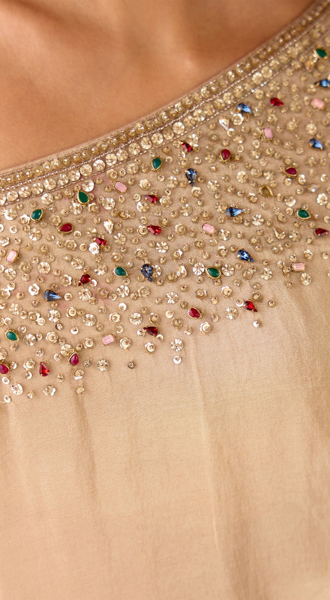 Gold SIlk Embroidered Asymmetric Sharara Set
