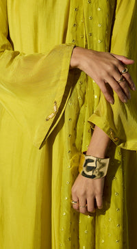 Green Silk Embellished Anarkali Set