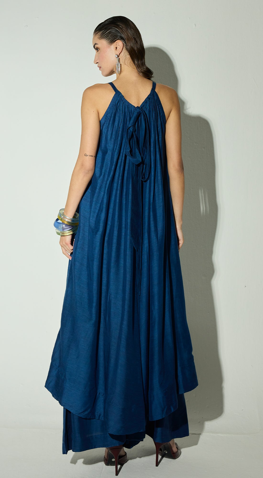 Royal Blue Linen Anarkali Set