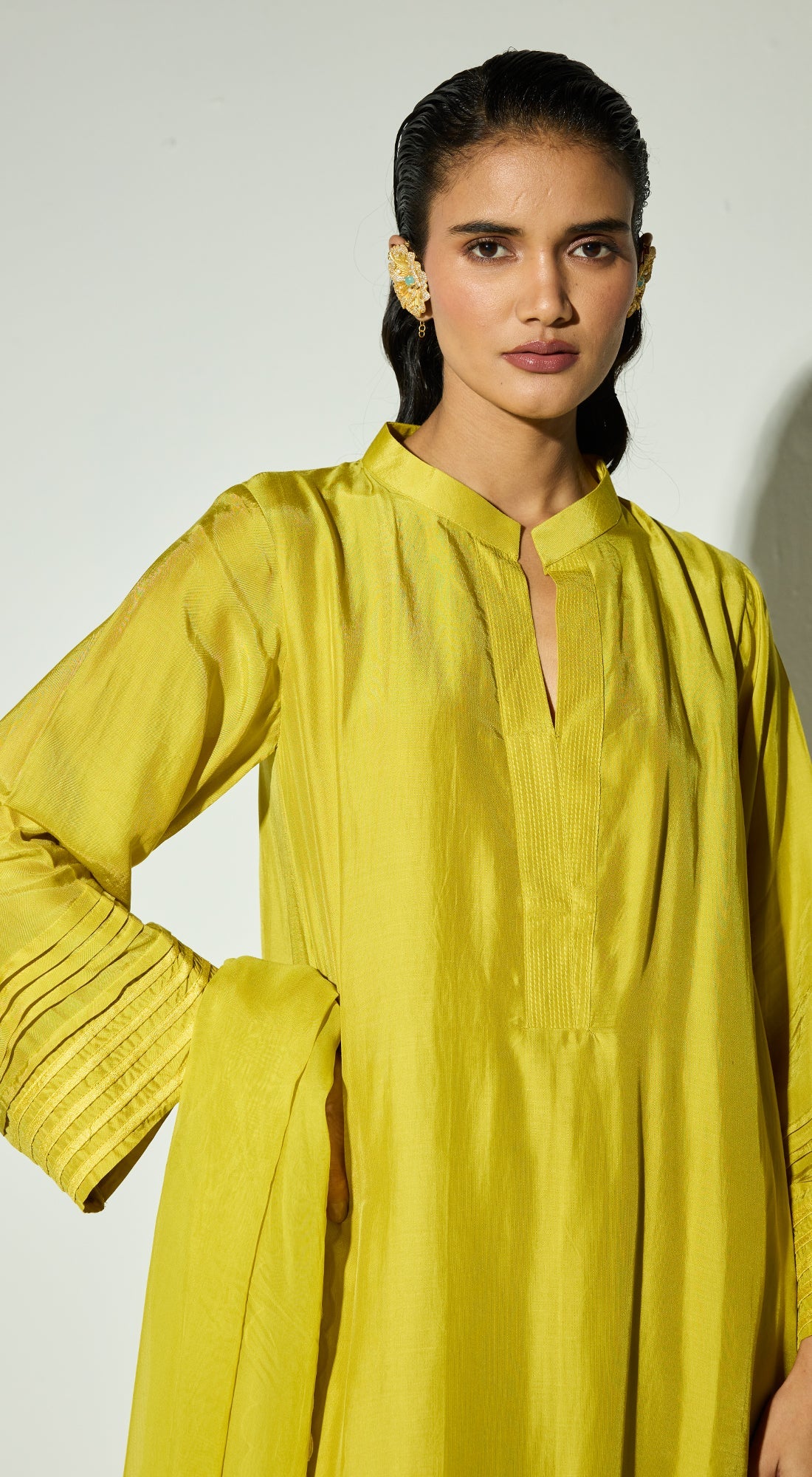 Green Silk Embroidered Co-ord Set